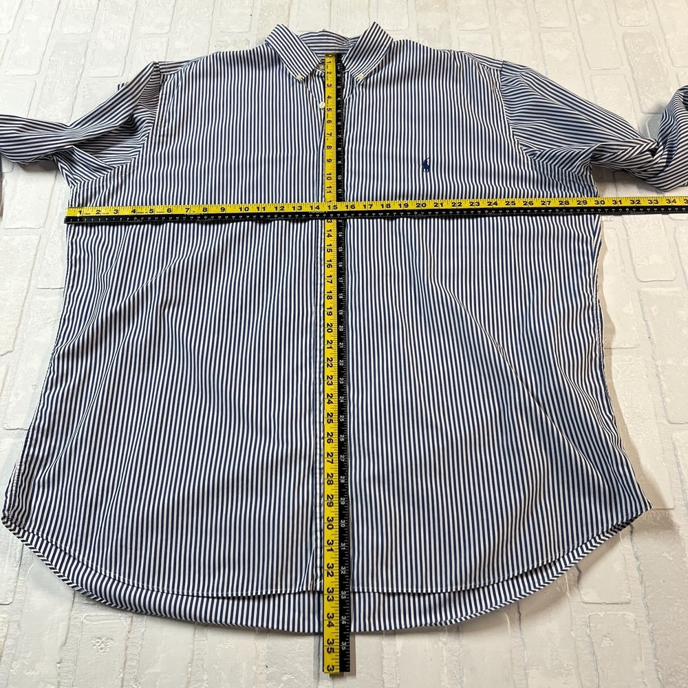 Ralph Lauren Shirt Men 2XLT Blue Stripe Button Down Long Sleeve Pony Logo Preppy - Picture 2 of 11